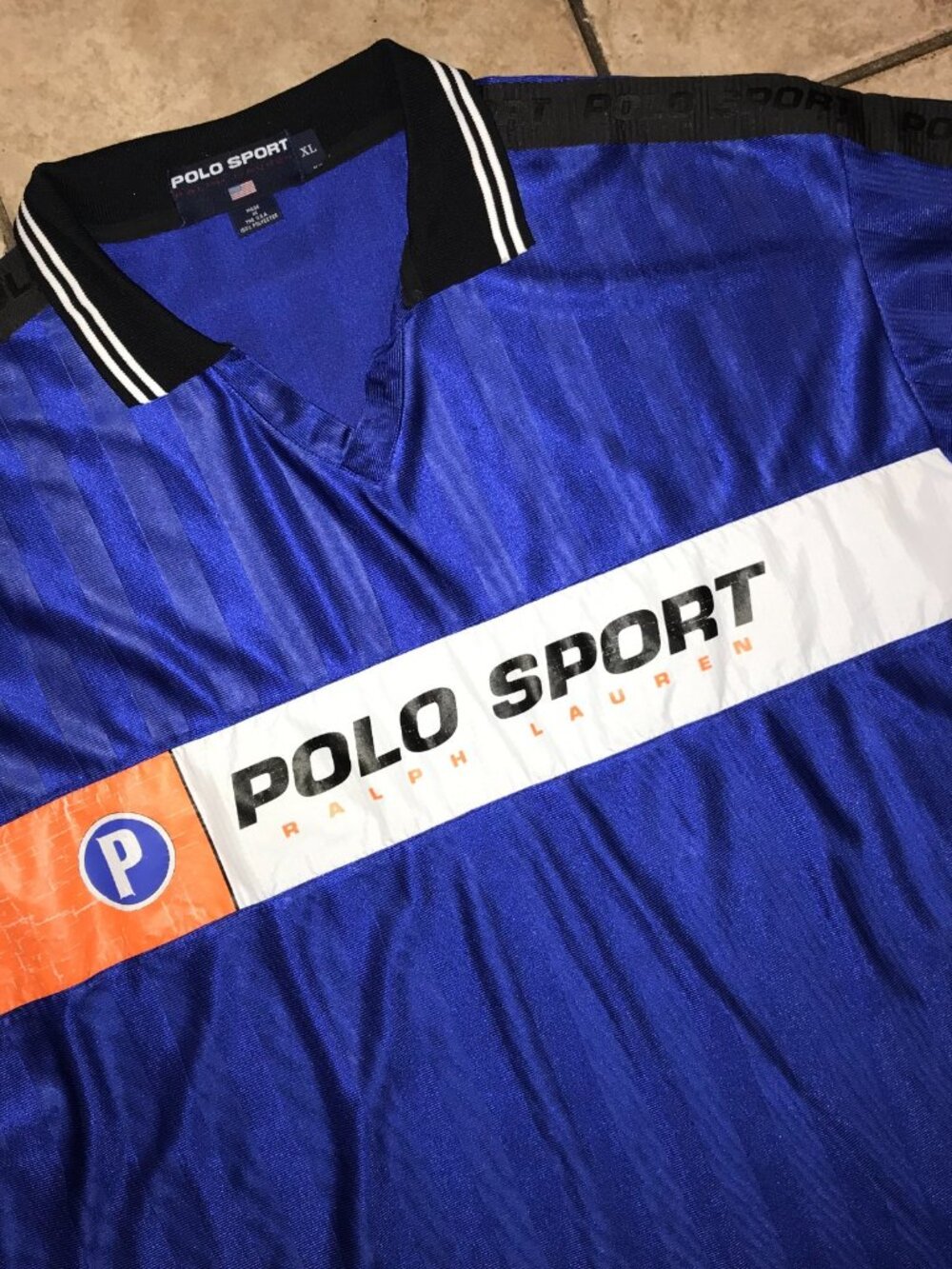 Men's Vintage Polo Sport Ralph Lauren Distressed Jersey Polo Shirt-Size XL - Picture 3 of 16